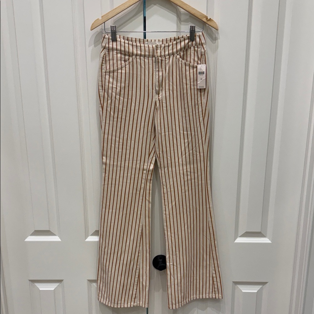 Brand New! Anthropologie Cream and Rust Stripe Wide Leg Pants